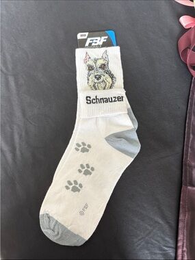 For Bare Feet Schnauzer Crew Socks - Light Gray & Dark Gray Accents